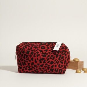 Leopard Print Red Cosmetic Bag